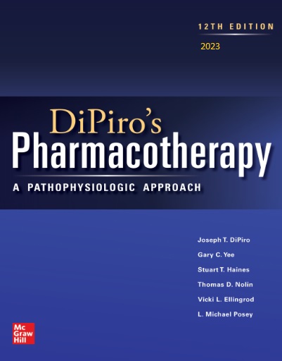 کتاب DiPiro Pharmacotherapy Handbook, 2023,12th Edition